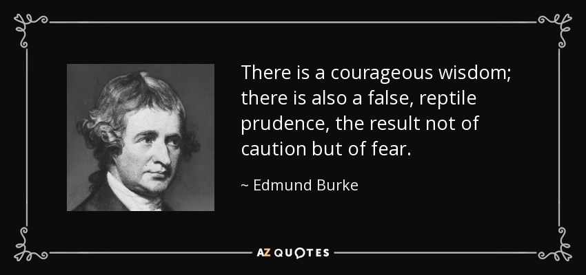 There is a courageous wisdom; there is also a false, reptile prudence, the result not of caution but of fear. - Edmund Burke