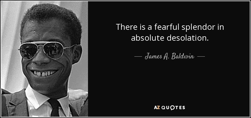 There is a fearful splendor in absolute desolation. - James A. Baldwin