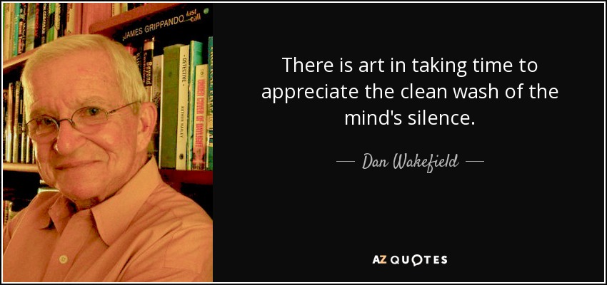 There is art in taking time to appreciate the clean wash of the mind's silence. - Dan Wakefield