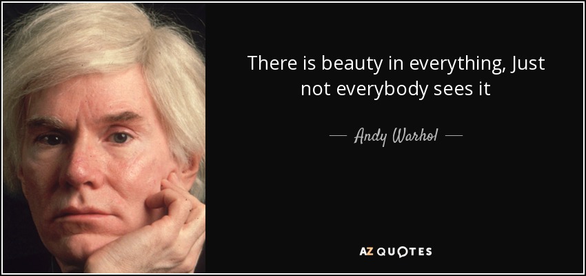 There is beauty in everything, Just not everybody sees it - Andy Warhol