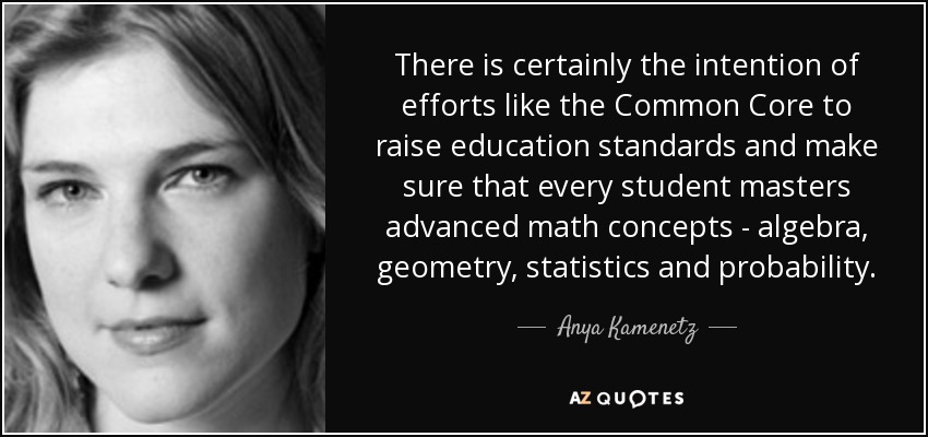 There is certainly the intention of efforts like the Common Core to raise education standards and make sure that every student masters advanced math concepts - algebra, geometry, statistics and probability. - Anya Kamenetz