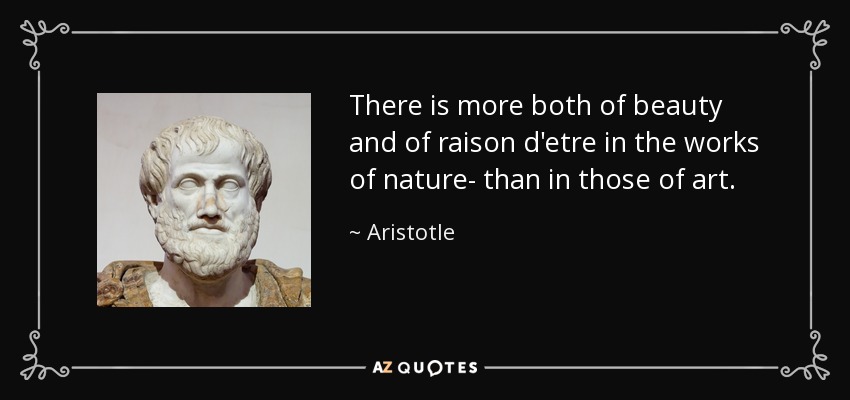 There is more both of beauty and of raison d'etre in the works of nature- than in those of art. - Aristotle