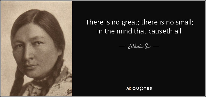 There is no great; there is no small; in the mind that causeth all - Zitkala-Sa