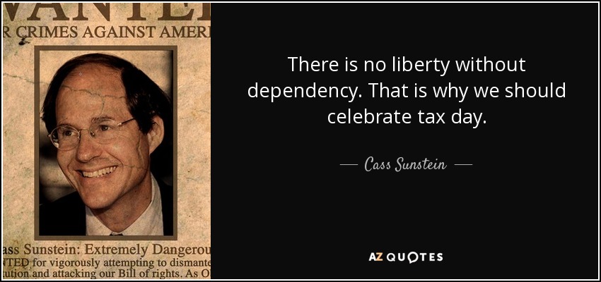 There is no liberty without dependency. That is why we should celebrate tax day. - Cass Sunstein