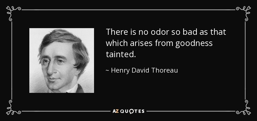 There is no odor so bad as that which arises from goodness tainted. - Henry David Thoreau