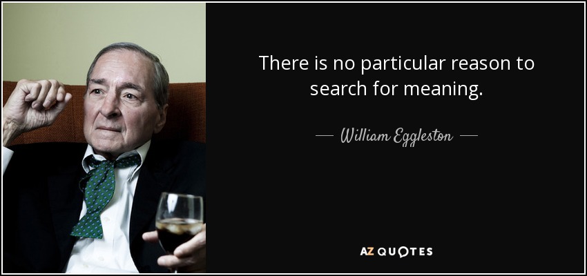There is no particular reason to search for meaning. - William Eggleston