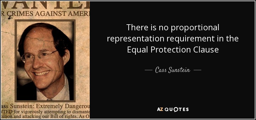 There is no proportional representation requirement in the Equal Protection Clause - Cass Sunstein