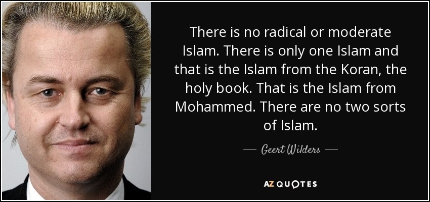 There is no radical or moderate Islam. There is only one Islam and that is the Islam from the Koran, the holy book. That is the Islam from Mohammed. There are no two sorts of Islam. - Geert Wilders