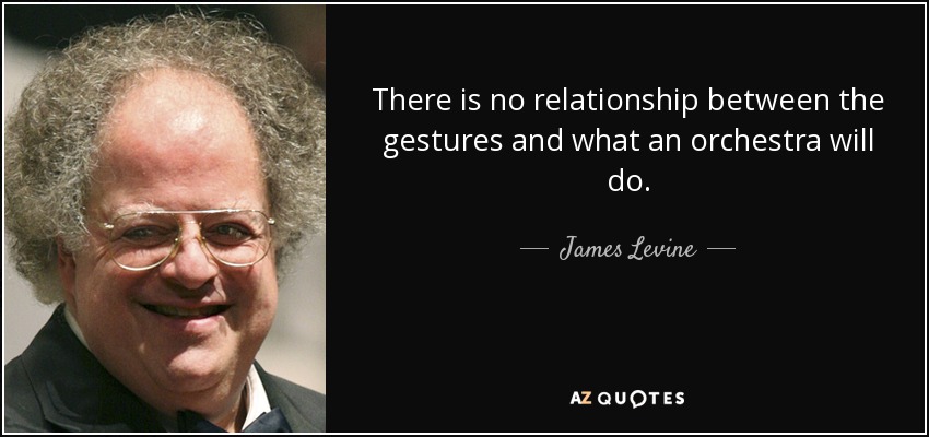 There is no relationship between the gestures and what an orchestra will do. - James Levine