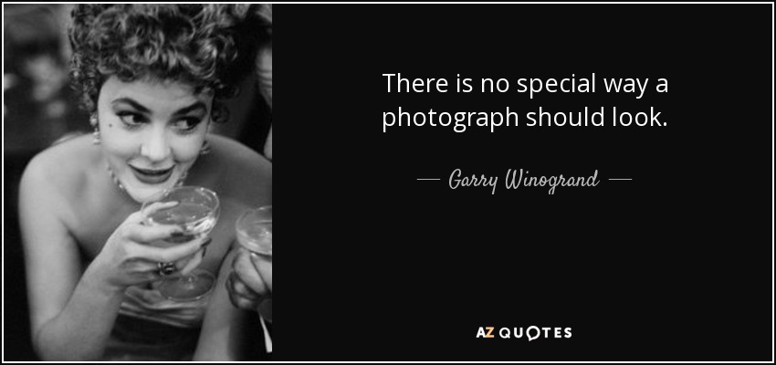 There is no special way a photograph should look. - Garry Winogrand