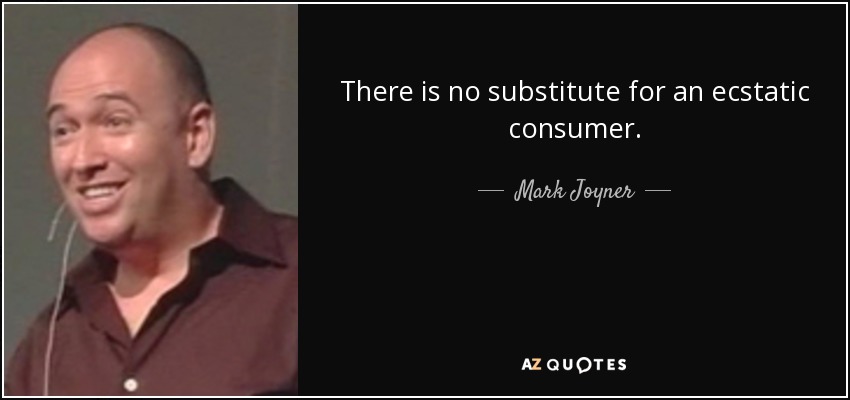 There is no substitute for an ecstatic consumer. - Mark Joyner