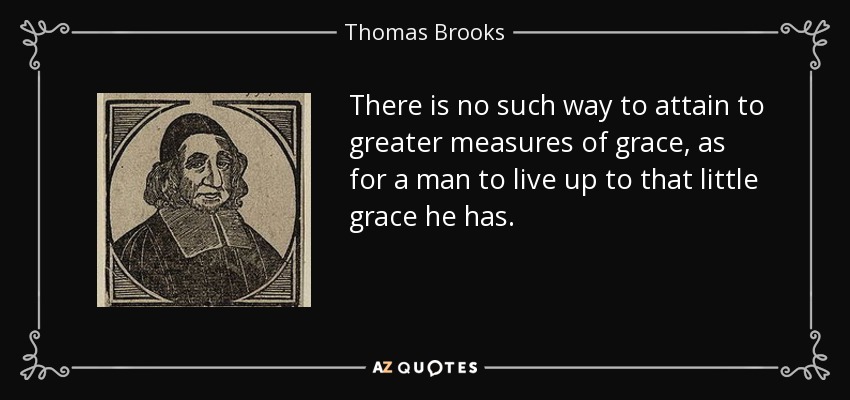 There is no such way to attain to greater measures of grace, as for a man to live up to that little grace he has. - Thomas Brooks