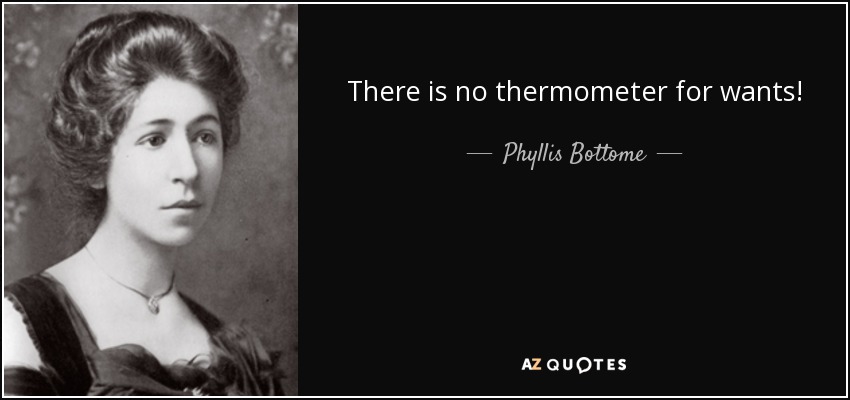There is no thermometer for wants! - Phyllis Bottome