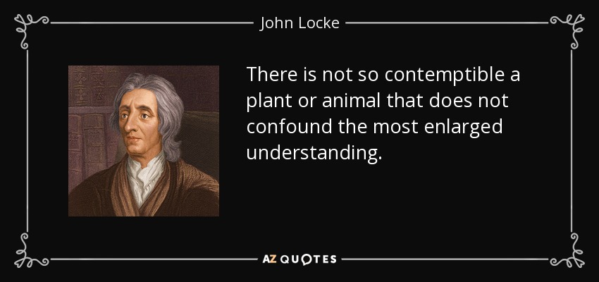 There is not so contemptible a plant or animal that does not confound the most enlarged understanding. - John Locke