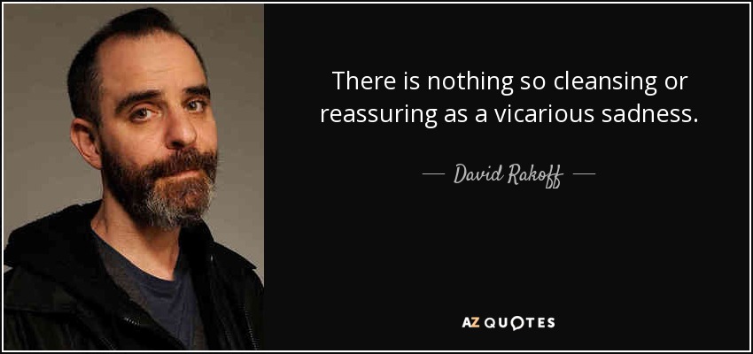 There is nothing so cleansing or reassuring as a vicarious sadness. - David Rakoff