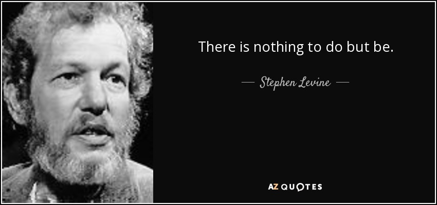 There is nothing to do but be. - Stephen Levine