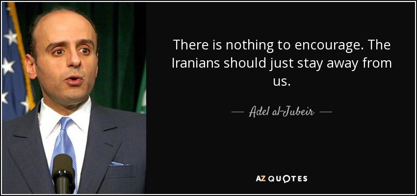 There is nothing to encourage. The Iranians should just stay away from us. - Adel al-Jubeir