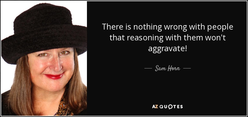 There is nothing wrong with people that reasoning with them won't aggravate! - Sam Horn