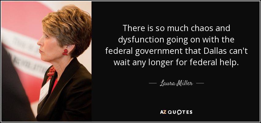 There is so much chaos and dysfunction going on with the federal government that Dallas can't wait any longer for federal help. - Laura Miller