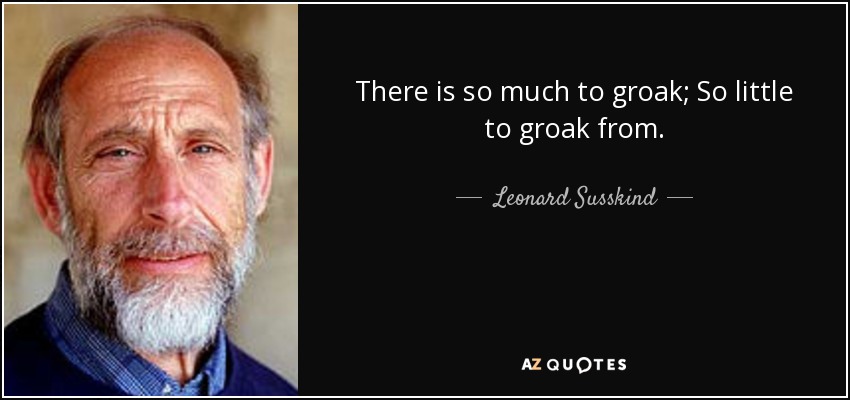 There is so much to groak; So little to groak from. - Leonard Susskind