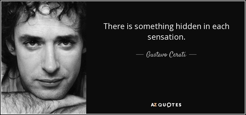 There is something hidden in each sensation. - Gustavo Cerati