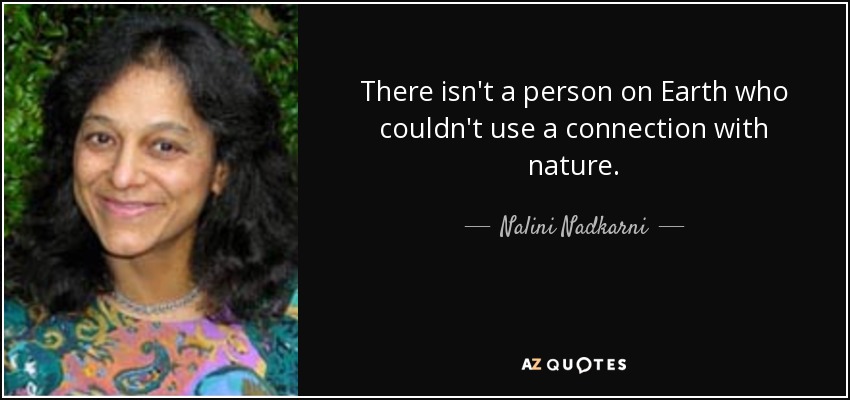 There isn't a person on Earth who couldn't use a connection with nature. - Nalini Nadkarni