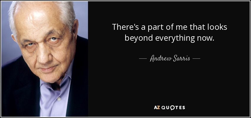 There's a part of me that looks beyond everything now. - Andrew Sarris