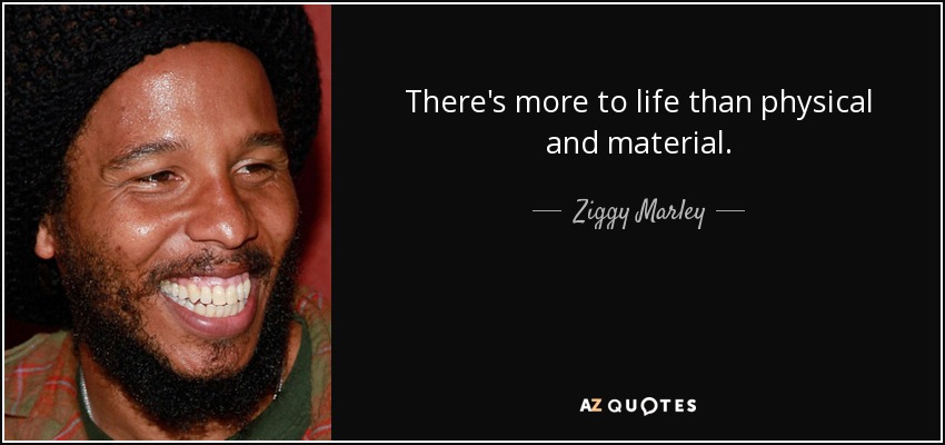 There's more to life than physical and material. - Ziggy Marley