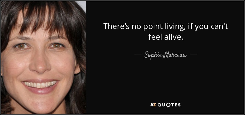 There's no point living, if you can't feel alive. - Sophie Marceau