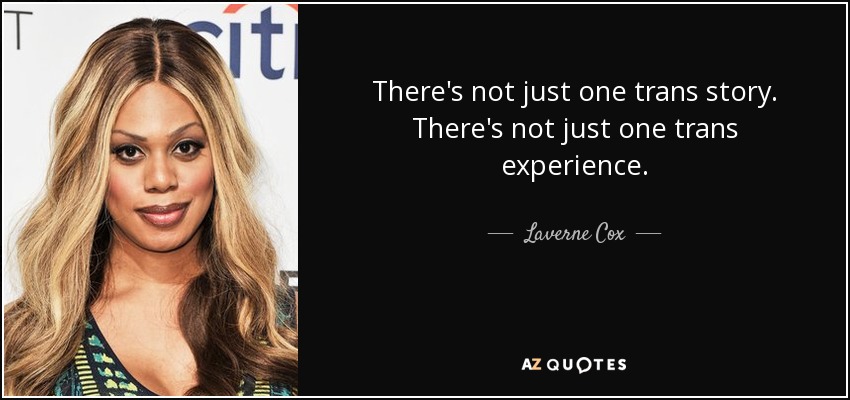 There's not just one trans story. There's not just one trans experience. - Laverne Cox