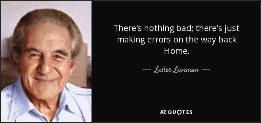 There's nothing bad; there's just making errors on the way back Home. - Lester Levenson