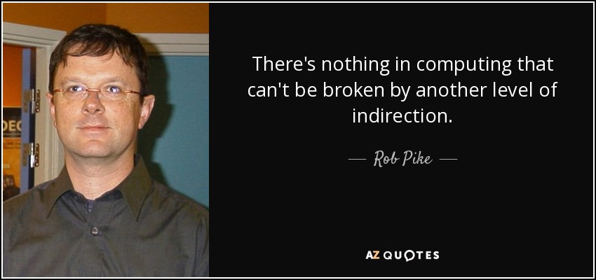 There's nothing in computing that can't be broken by another level of indirection. - Rob Pike