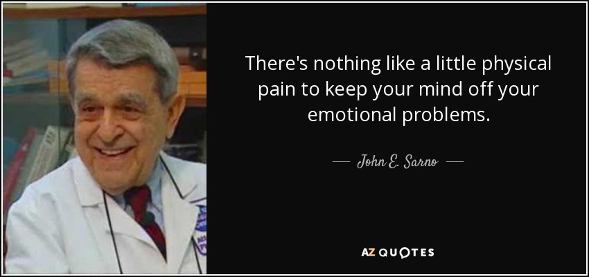 There's nothing like a little physical pain to keep your mind off your emotional problems. - John E. Sarno