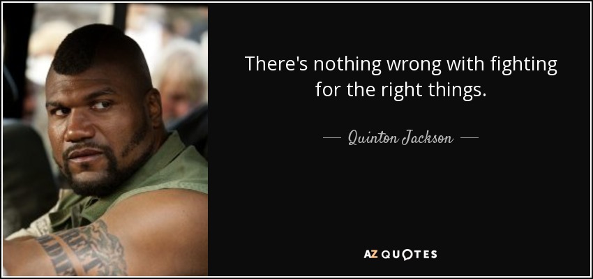 There's nothing wrong with fighting for the right things. - Quinton Jackson
