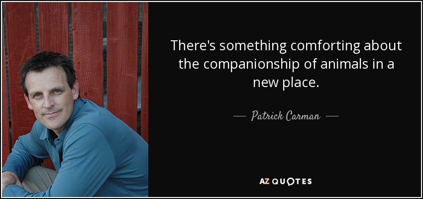 There's something comforting about the companionship of animals in a new place. - Patrick Carman