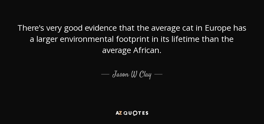 There's very good evidence that the average cat in Europe has a larger environmental footprint in its lifetime than the average African. - Jason W Clay