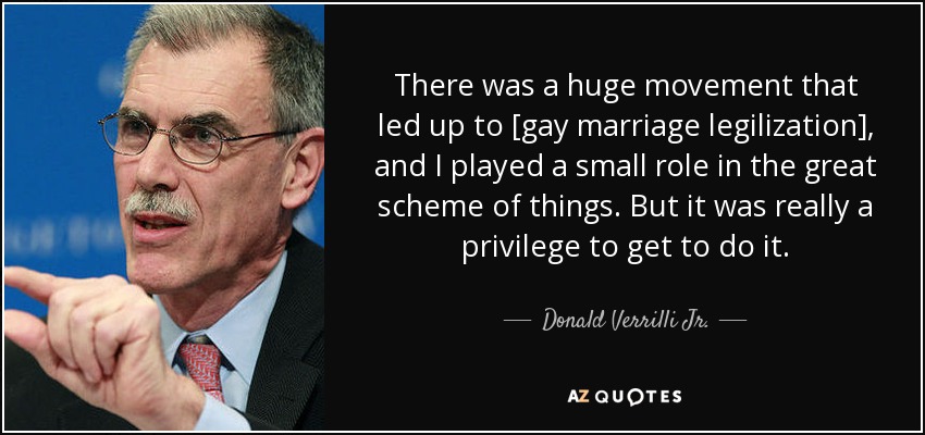 There was a huge movement that led up to [gay marriage legilization], and I played a small role in the great scheme of things. But it was really a privilege to get to do it. - Donald Verrilli Jr.