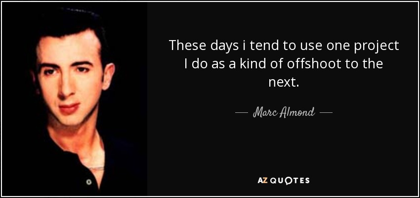 These days i tend to use one project I do as a kind of offshoot to the next. - Marc Almond