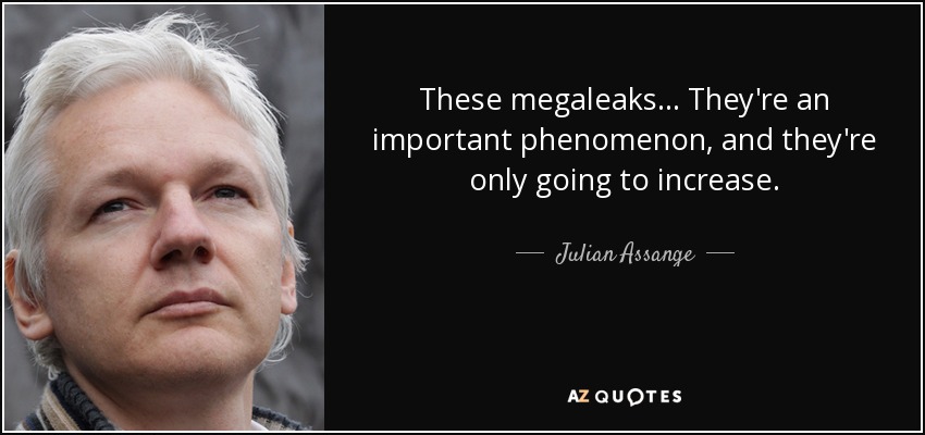 These megaleaks... They're an important phenomenon, and they're only going to increase. - Julian Assange