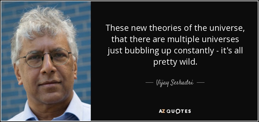 These new theories of the universe, that there are multiple universes just bubbling up constantly - it's all pretty wild. - Vijay Seshadri