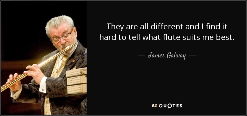 They are all different and I find it hard to tell what flute suits me best. - James Galway