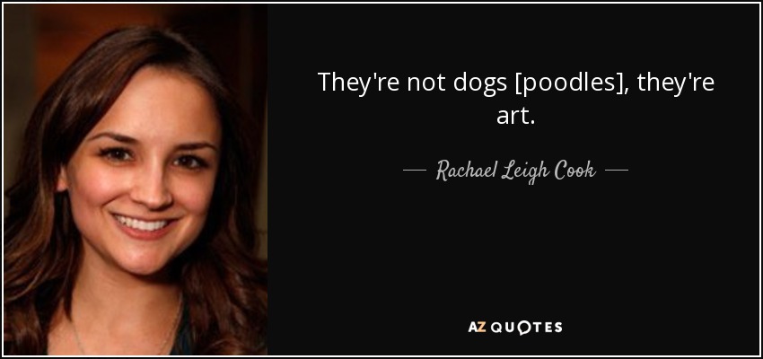 They're not dogs [poodles], they're art. - Rachael Leigh Cook