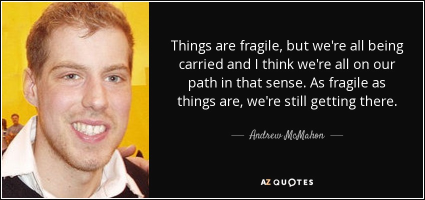 Things are fragile, but we're all being carried and I think we're all on our path in that sense. As fragile as things are, we're still getting there. - Andrew McMahon