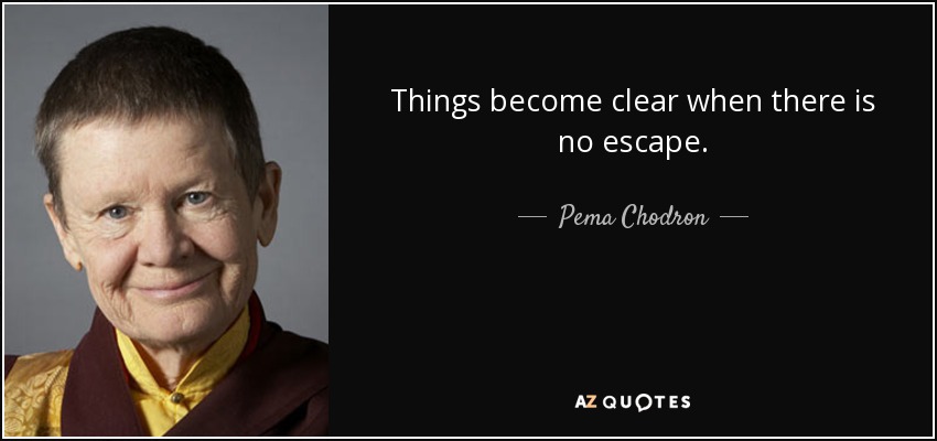 Things become clear when there is no escape. - Pema Chodron