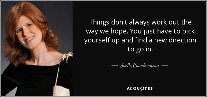 Things don't always work out the way we hope. You just have to pick yourself up and find a new direction to go in. - Joelle Charbonneau