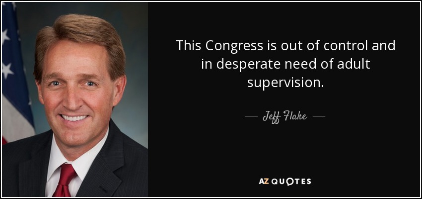 This Congress is out of control and in desperate need of adult supervision. - Jeff Flake