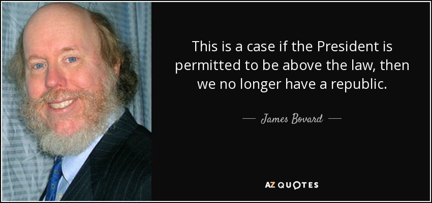 This is a case if the President is permitted to be above the law, then we no longer have a republic. - James Bovard