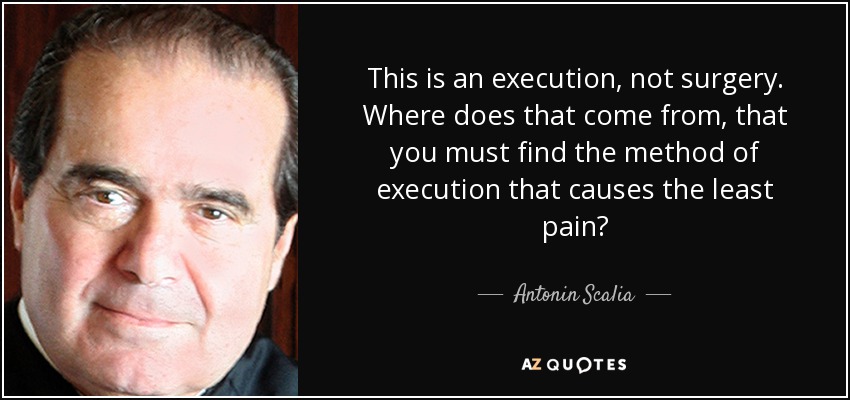 This is an execution, not surgery. Where does that come from, that you must find the method of execution that causes the least pain? - Antonin Scalia