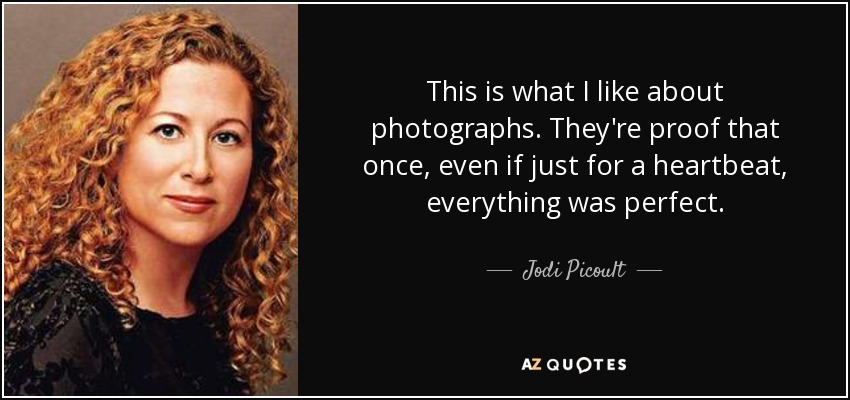This is what I like about photographs. They're proof that once, even if just for a heartbeat, everything was perfect. - Jodi Picoult