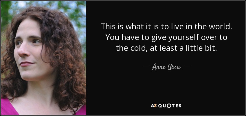 This is what it is to live in the world. You have to give yourself over to the cold, at least a little bit. - Anne Ursu